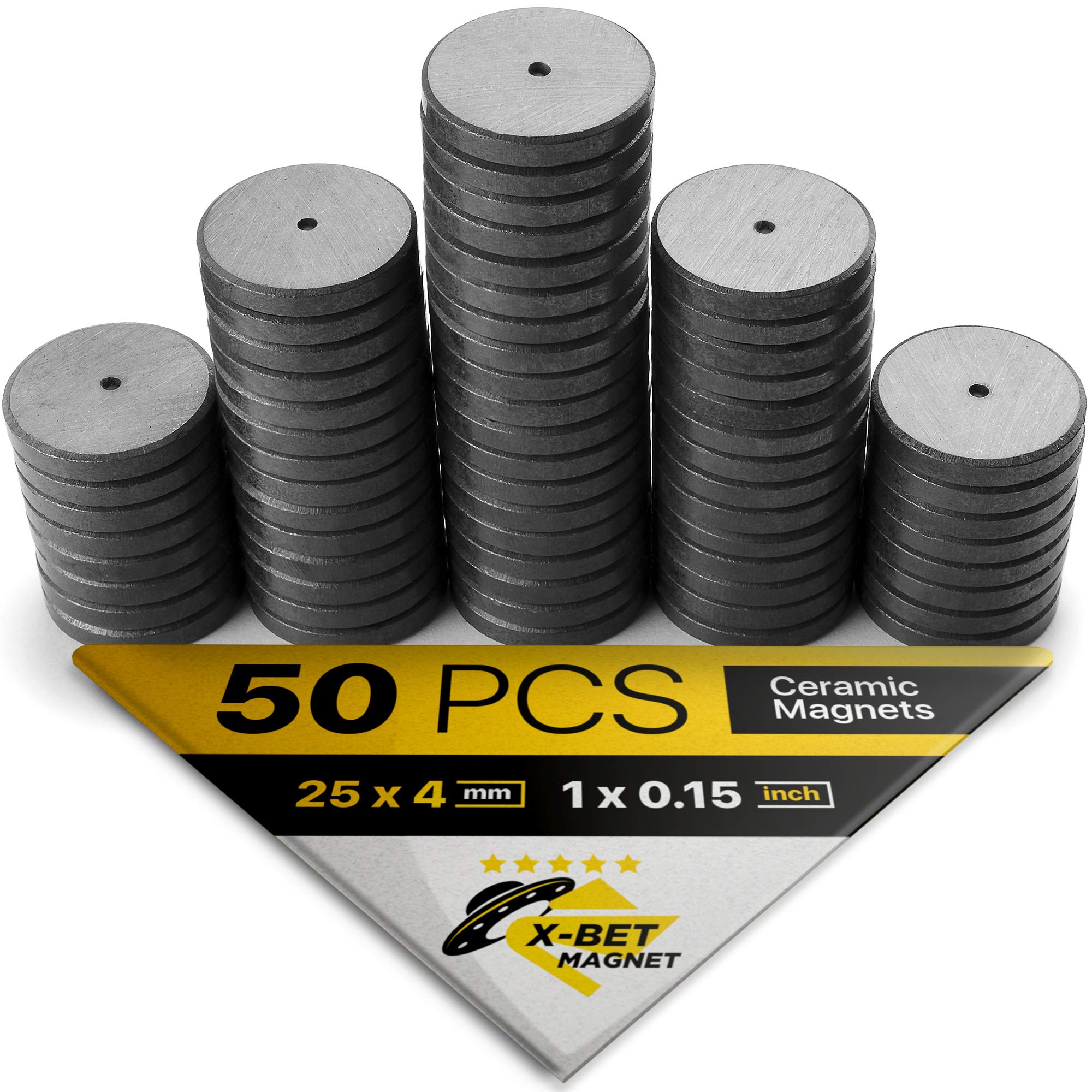 Photo 1 of Ultra-Strong Ceramic Round Magnets (1x0.15"/25x4mm, 50 pcs) - Heavy Duty Magnets, Non-Corrosive, High Thermal Resistance, Versatile For Home, Office, Workshop, Whiteboard, Fridge And Hobby Use