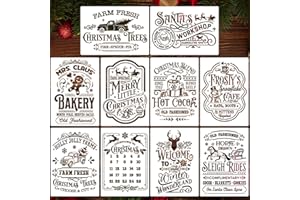 SUNVERSE Christmas Stencils for Crafts Reusable A4 Christmas Stencil Holiday Stencils for Painting on Wood Fabrics Porch Hanger Decor