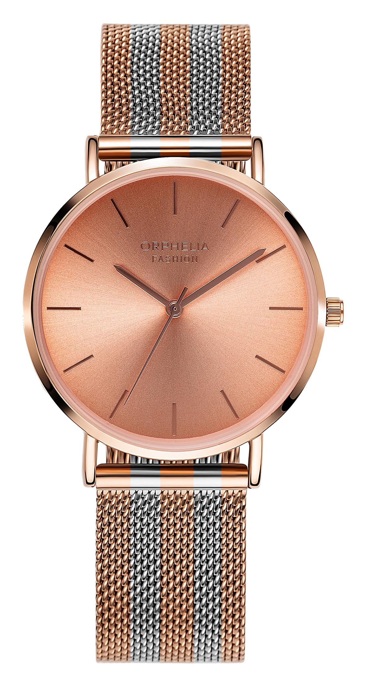 Orphelia Fashion Womens Analogue Watch Milano with Stainless Steel Mesh Band, Rose Gold/Silver