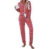 Ekouaer Pajamas Set Long Sleeve Sleepwear Womens Button Down Nightwear Soft Pj Loungewear with Pockets