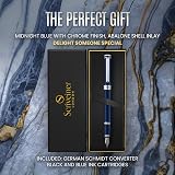 Scriveiner Blue Lacquer Fountain Pen with Chrome Finish Nib Medium Gift view 8