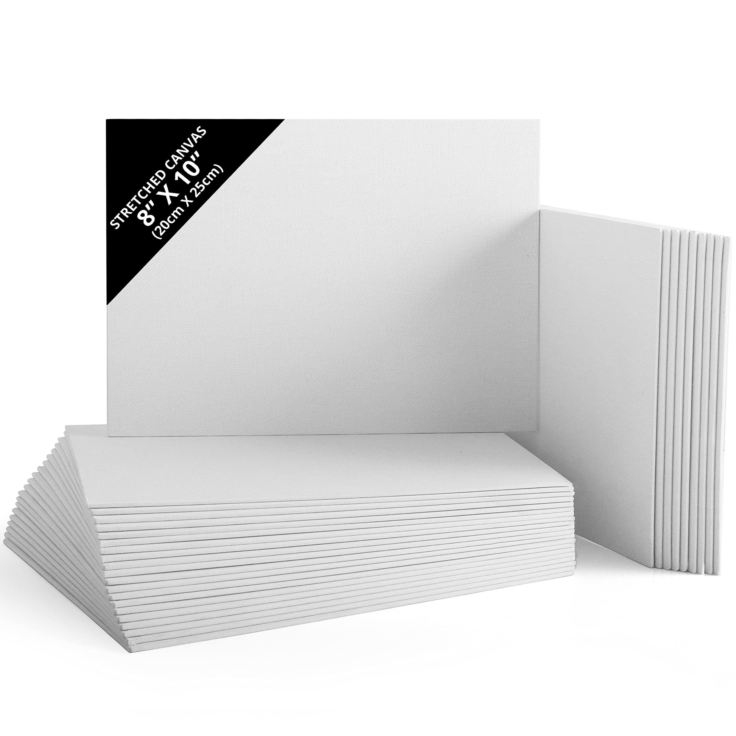 Belle Vous Blank Canvas (30 Pack) - 20 x 25cm (8 x 10 inches) - Pre Stretched Canvas Panel Boards - Suitable for Acrylic and Oil Painting Also for Sketching and Drawing