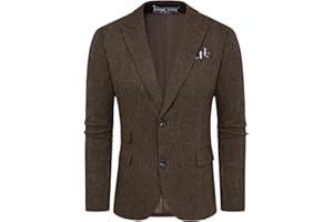 PJ PAUL JONES Men Tweed Blazer Wool Herringbone Sport Coat Jacket Vintage Blazers Suit Jackets