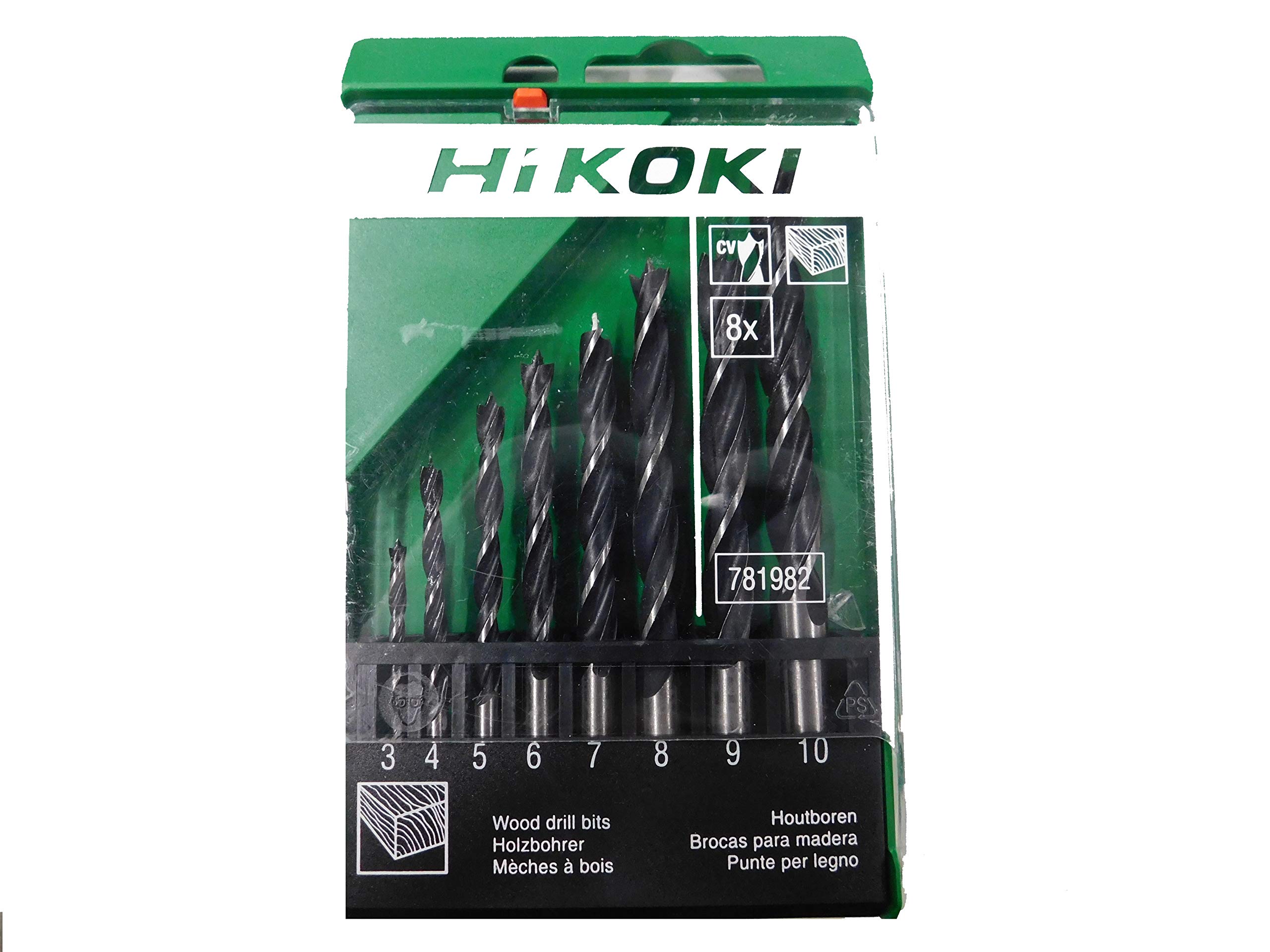 Hitachi – 781982 Set of Wood Drill Bits 3 Tips 8 Pieces 3/4/5/6/7/8/9/10 mm