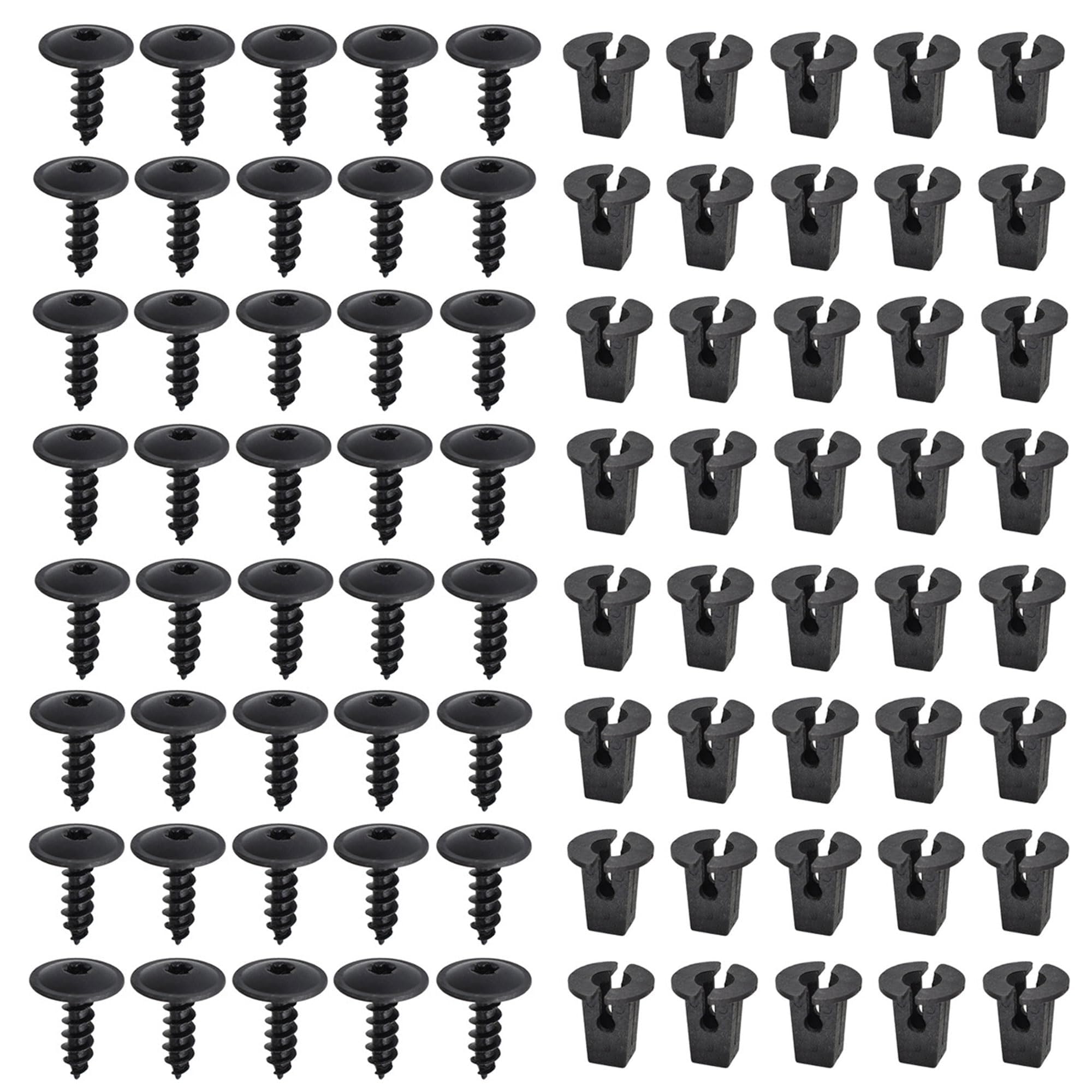 Pack of 40 Self-Tapping Tapping Screws, M5 x 16 mm Tapping Screws with 40 Pieces Mounting Clips and Plugs, Body Screws for Car Mudguards, Ceilings, Drywall Furniture