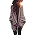 Mcupper-Women Oversized Loose Knitted Sweater Batwing Sleeve Taupe (One Size Fits Most)