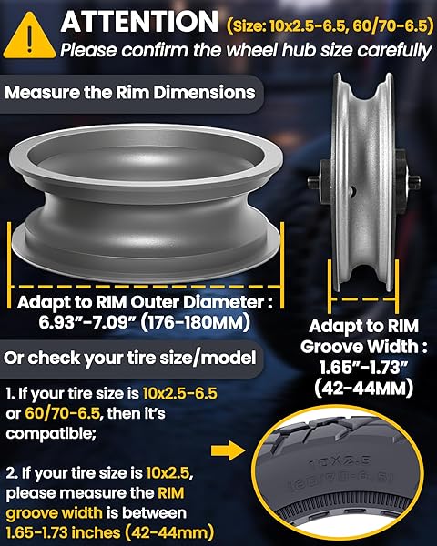 BABEJIA 10X2.5 SCOOTER TIRES 2-PACK TUBELESS – 60/70-6.5 AIRLESS OFF-ROAD REPLACEMENT FOR SEGWAY NINEBOT MAX G30/G2, GOTRAX G6/G5/G MAX/ECLIPSE