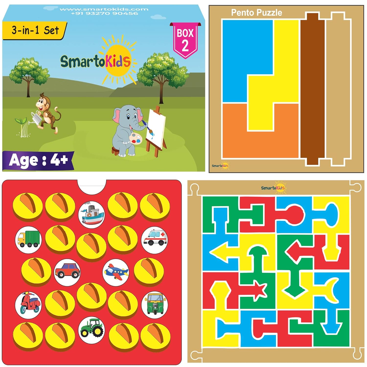 Buy smartokids 3in1 puzzle set 4+ years box 2 of games and puzzles for 4 to 12 year old