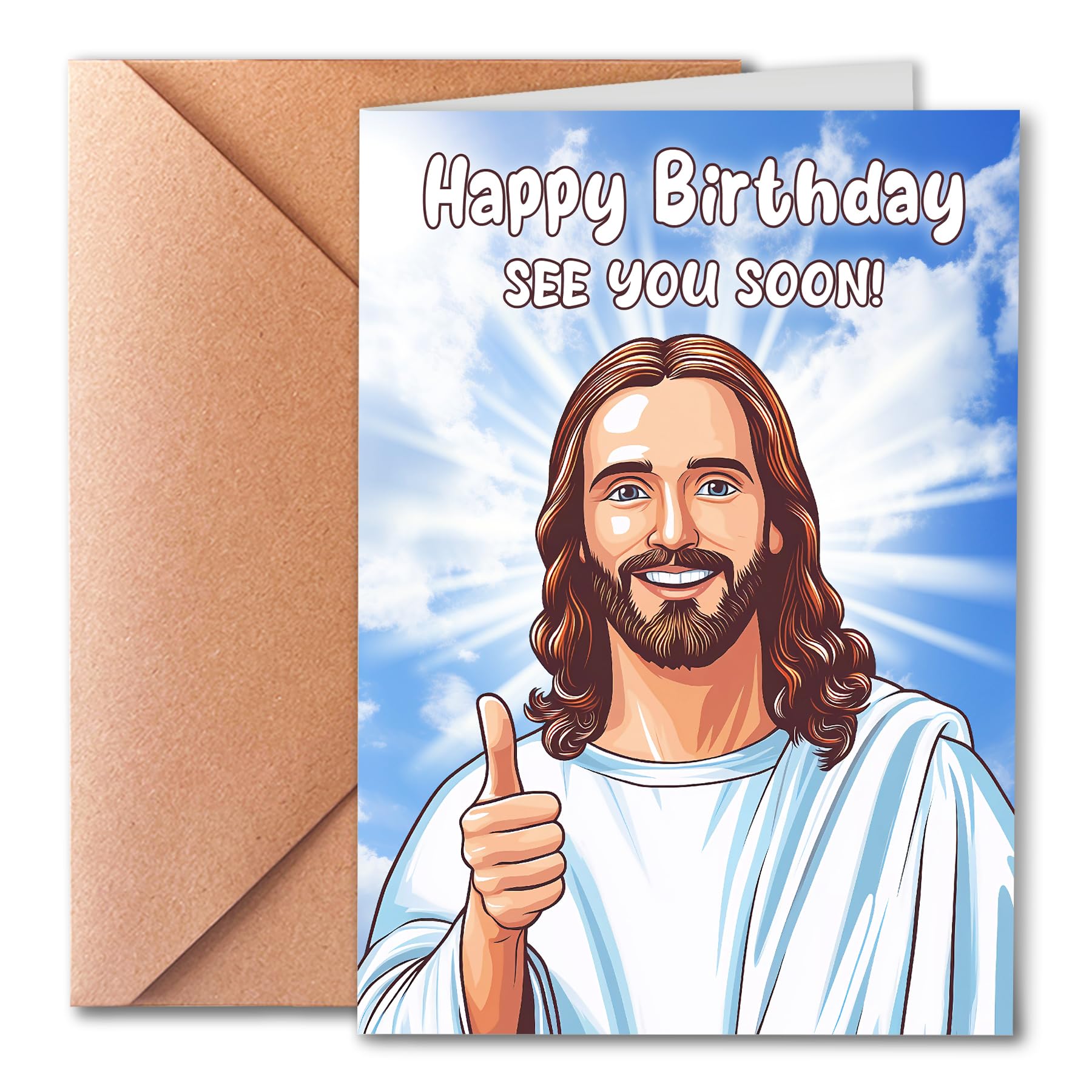 Photo 1 of Funny Birthday Cards for Men, Women, Husband, Wife, Brother, Sister, Best Friend, Dad, Mom and Anyone | Jesus Birthday Card | Bday Gifts & Decorations for 30th 40th 45th 50th 55th 60th 65th 70th 75th 80th 85th | Old