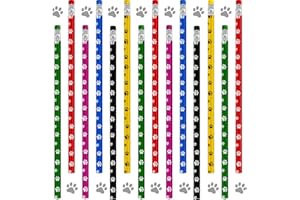 Censen 24 Pieces Operation Christmas Gifts Paw Print Pencil Eraser Sets 6 Colors Wooden Pencils for Kids Dog Themed Birthday Party Favors Welcome Favors Office Supplies