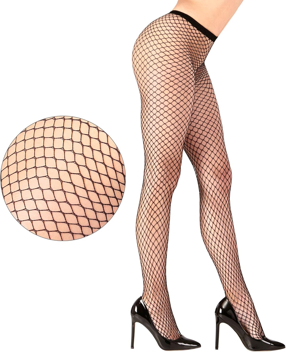 Fishnet Pantyhose Wide Black Accessory for Lingerie Fancy Dress