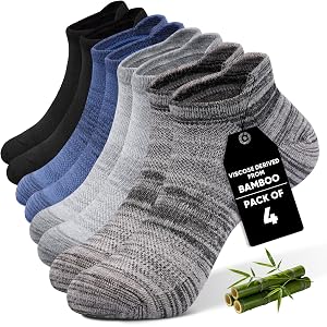 COZYOFFI Ankle Socks Men Thin: Breathable Bamboo-Derived Rayon Mesh | Moisture Wicking All Day - Size 6-15 for Running (4/6 P