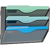 Gawerk 3 Tier Hanging Wall File Organizer, Mesh Mail Paper Orgnization Hanging File Folder Holder for Home Office, Black