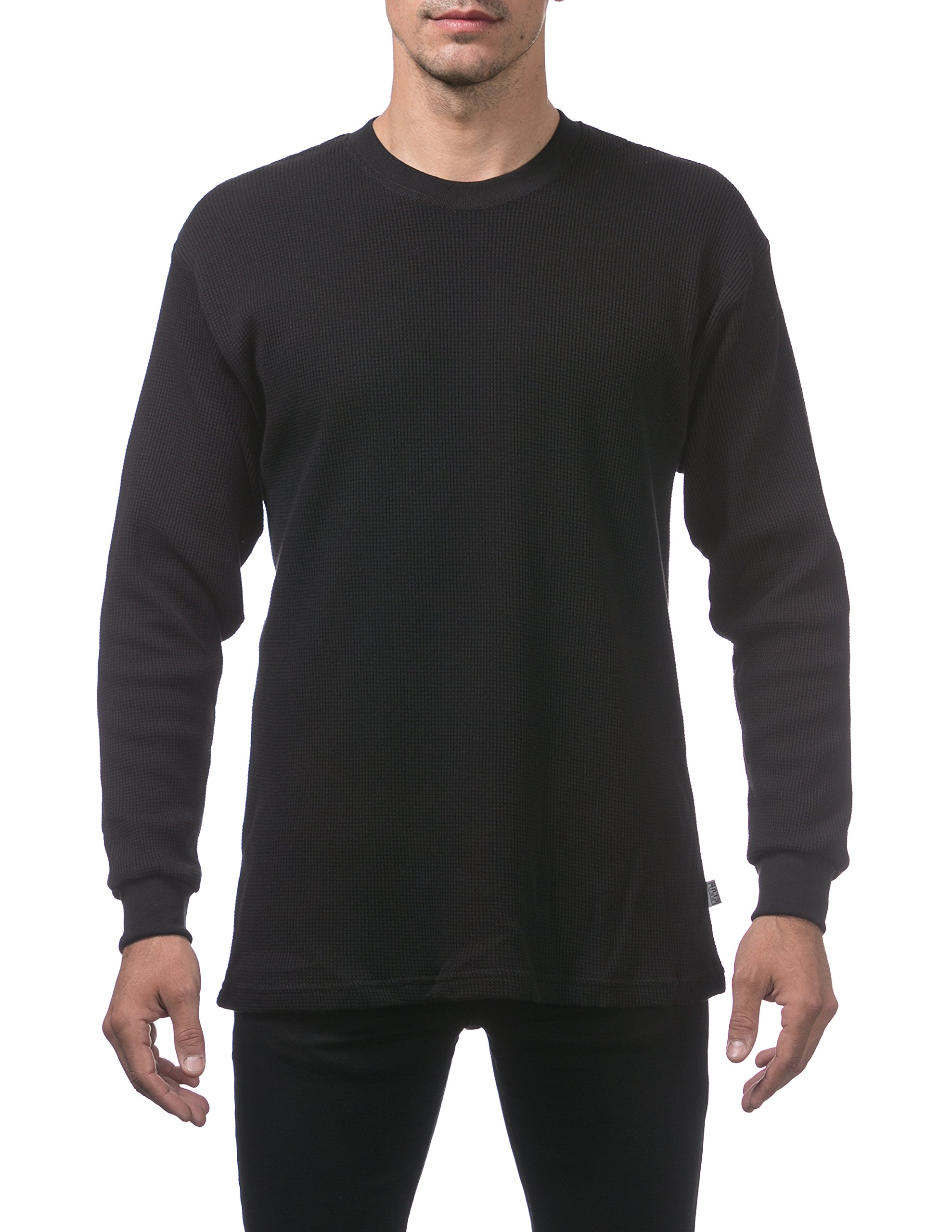 Pro ClubMen's Heavyweight Cotton Long Sleeve Thermal Top 5XL-Tall Black