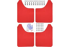 URMECCH Universal Mud Flaps Carbon Fiber Effect Splash Guards Mudguard Mudflaps Fender Flares for Car Pickup Truck SUV Van Coupe Sedan - Large Size Flexible, Front Rear 4 Pack with Screws (Red)