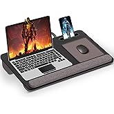 SHOPPINGALL Lap Desk Portable Laptop Stand Desk Fits up to 17" Laptop with Cushion Wrist Rest Mouse Pad, Tablet & Cellphone H