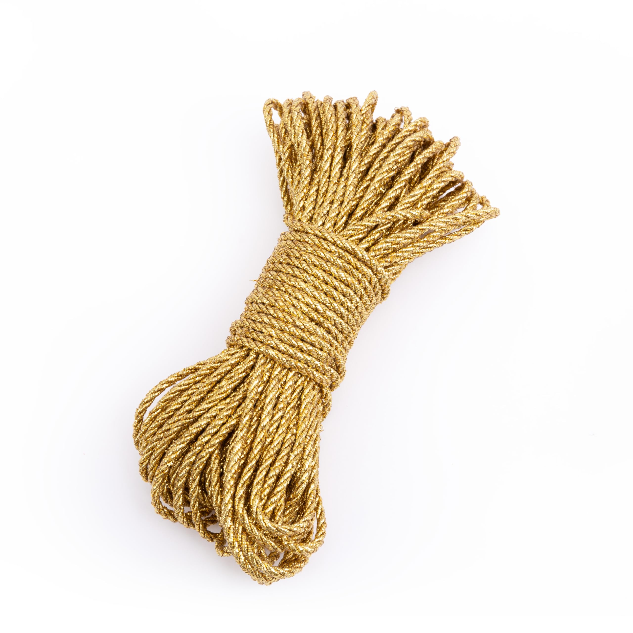 Shelver 3mm Gold Rope, Decorative Metallic Cord, Shiny Twisted Cord, 15 Metres