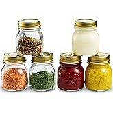 Bormioli Rocco Quattro Stagioni Small Glass Mason Jars 5 Ounce Mini Jars (6-Pack) with Metal Airtight Lid, For Jam, Jelly, baby food, Crafts, Spices, Dry Food Storage, Wedding favors, Decorating Jar