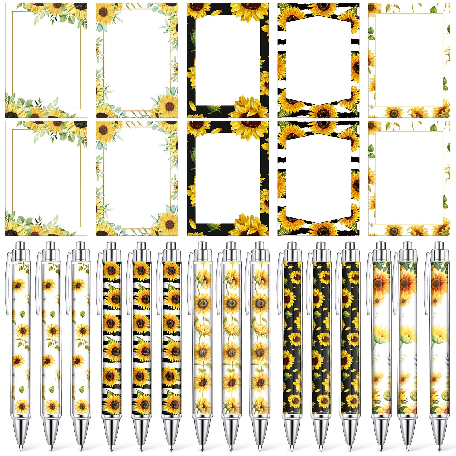 Photo 1 of Fuutreo 30 Pcs Sunflower Notepads with Pens Sunflower Sticky Notes Flower Ballpoint Pens for Teacher Student Back to School Gifts Flower Favors Office Classroom Supplies