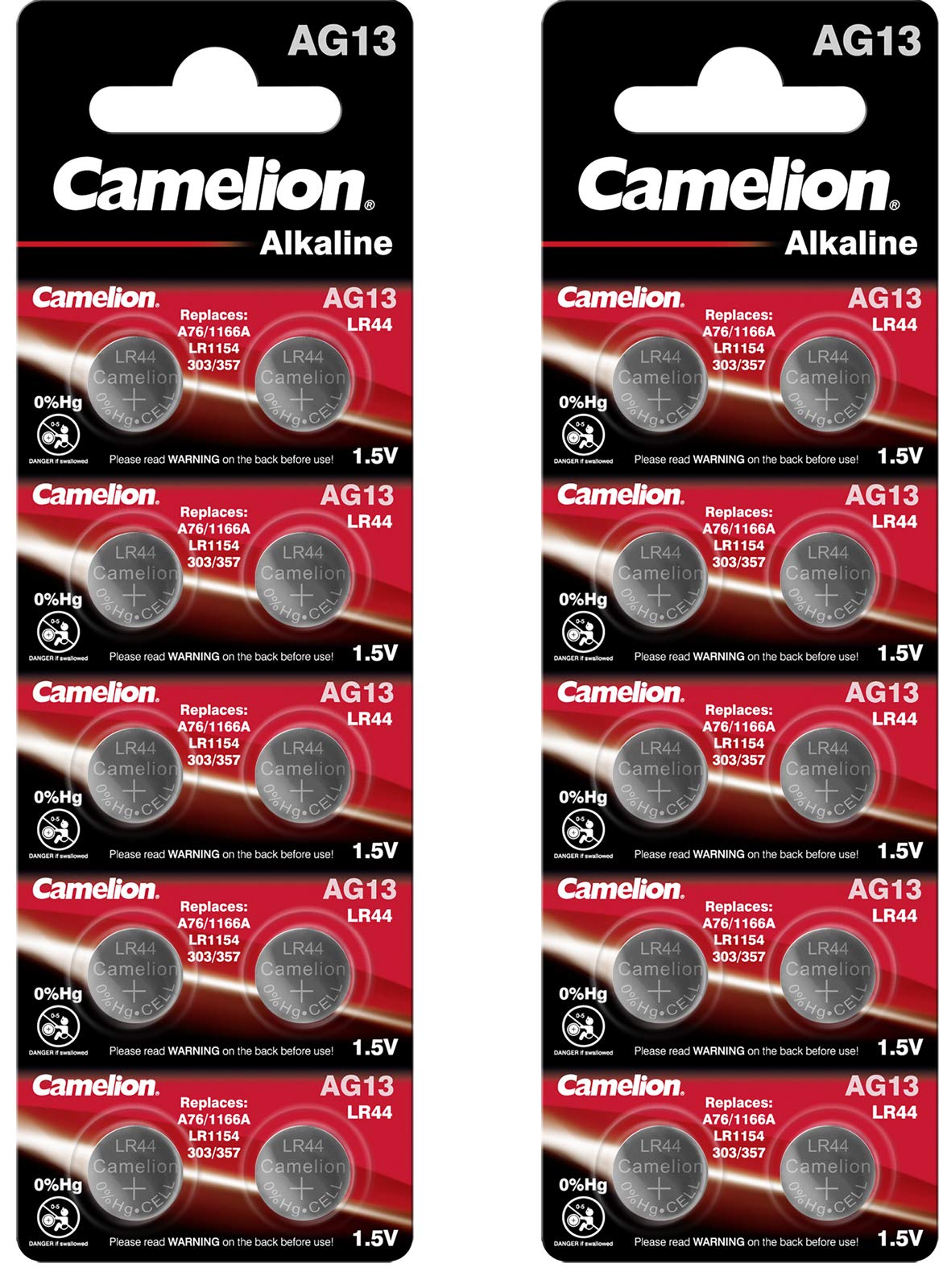 Camelion Plus Alkaline Button Cell Battery AG13/LR44/LR1154/357