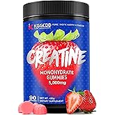KGGCDD 99.99% Creatine Monohydrate Gummies for Men & Women, 5g Tasty Creatine Gummies for Muscle Strength, Endurance, Recovery & Sugar Free, Gluten-Free, Vegan, Non-GMO, 90 Count