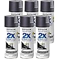 Rust-Oleum 249844-6PK Painter's Touch 2X Ultra Cover Spray Paint, 12 oz, Satin Canyon Black, 6 Pack
