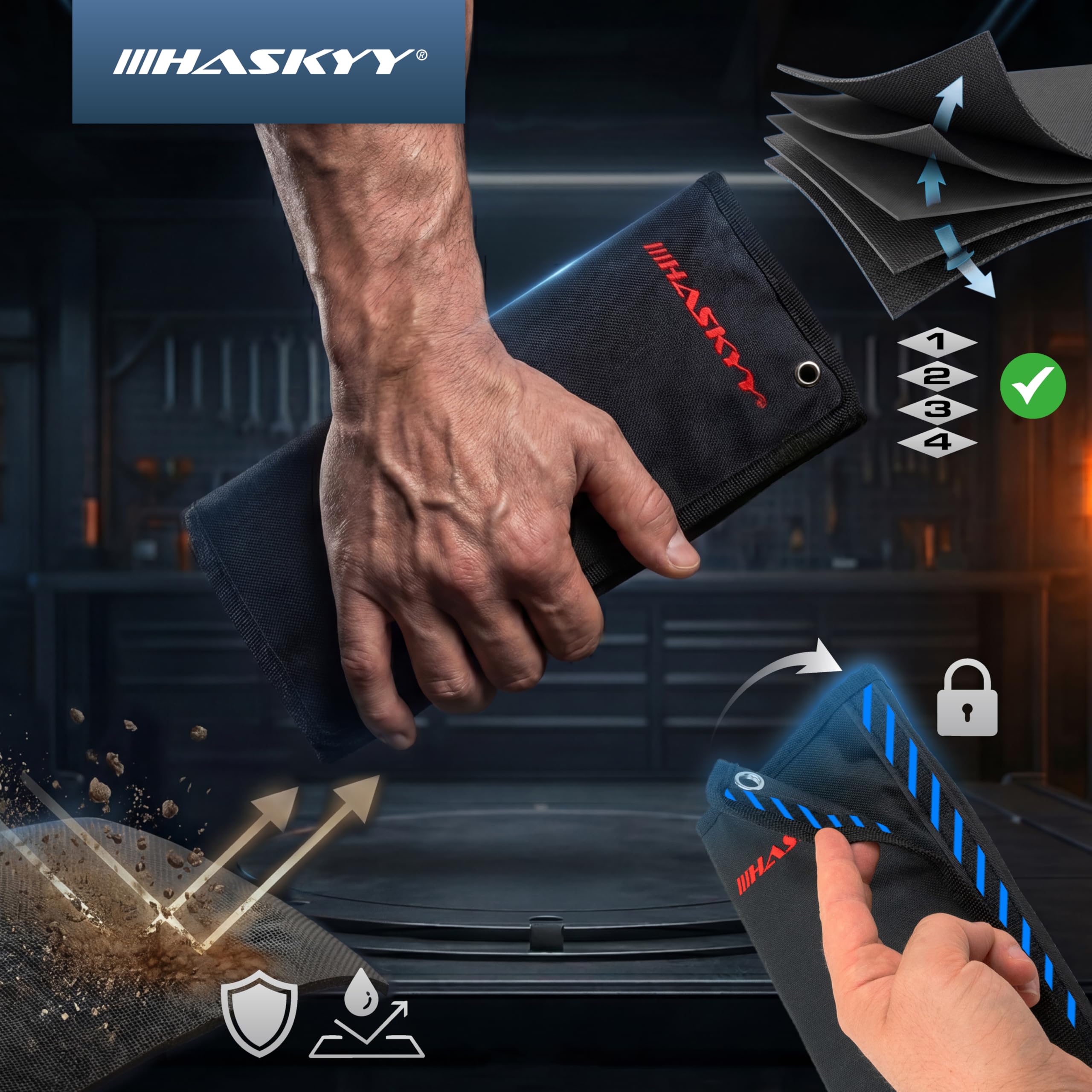 HASKYY Gelenk-Ratschenringschlüssel Set 14 tlg 8–22 mm – Ring Maulschlüssel Set, Ratschenmaulschlüssel & Gabelschlüssel Ratsche aus Chrom-Vanadium-Stahl 5