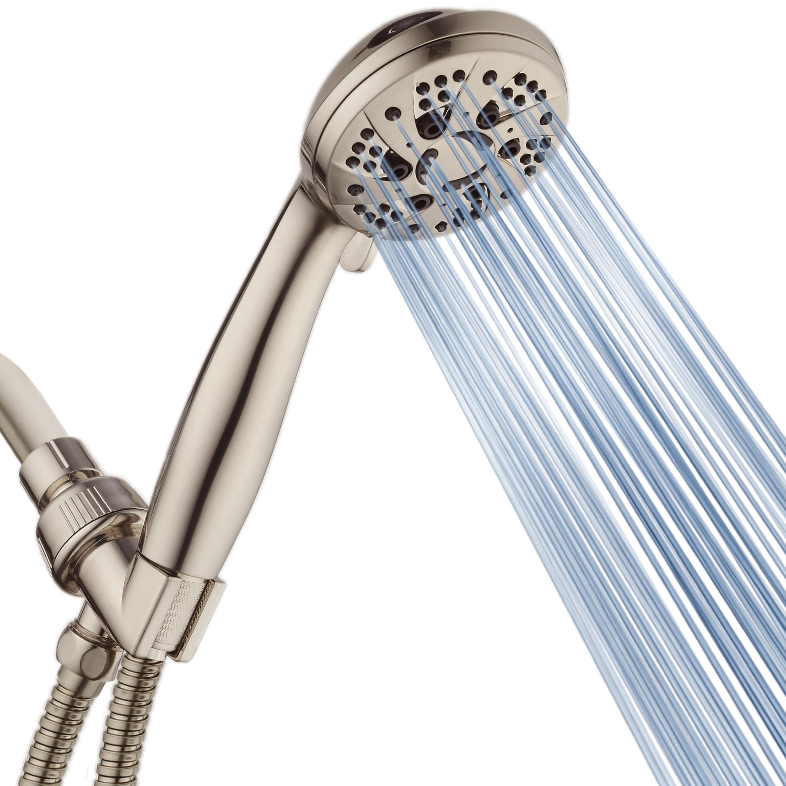 AquaDance High Pressure 6-Setting Full Brushed Nickel Handheld Shower with Hose for The Ultimate Shower Experience!