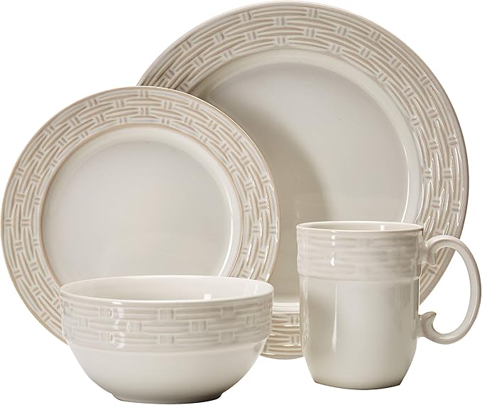 Paula Deen - Vajilla de cerámica, grande, color crema: Amazon.com.mx