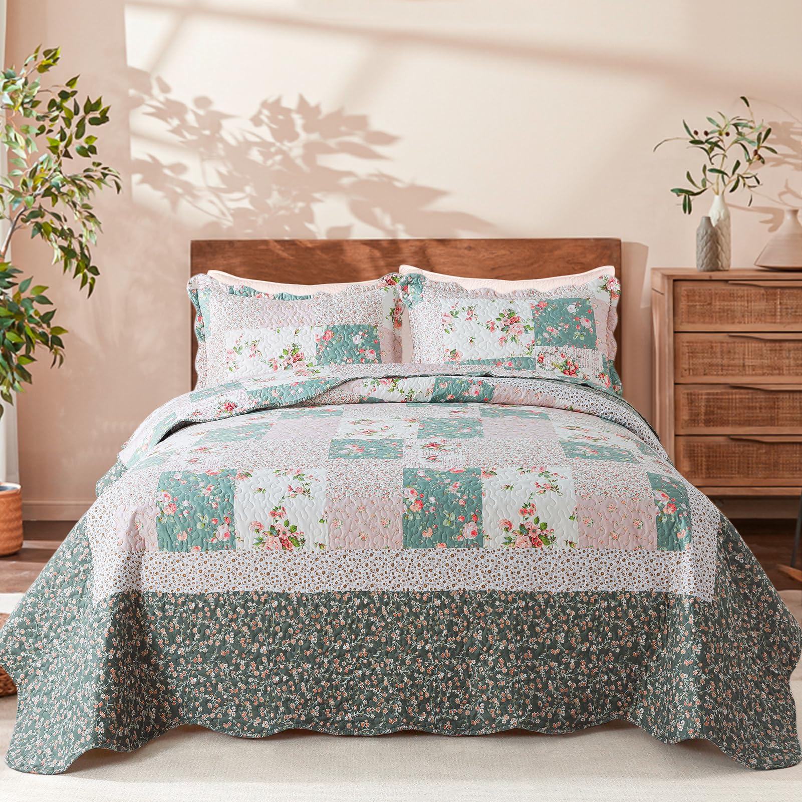 BEDIFANY Set di biancheria da letto matrimoniale queen size, morbido copriletto queen size, leggero, set di biancheria da letto per tutte le stagioni, 3 pezzi