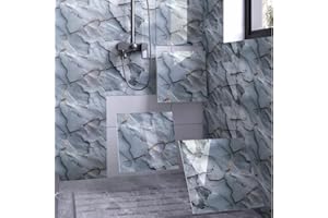 Chejiaye Shower Wall Panels Peel and Stick,Marble Wall Panels for Interior Decor,Backsplash Tile for Kitchen Showers Bathrooms Living Rooms 11.8"x11.8"in 10Pcs,White and Gray (9.7 Sq.ft)