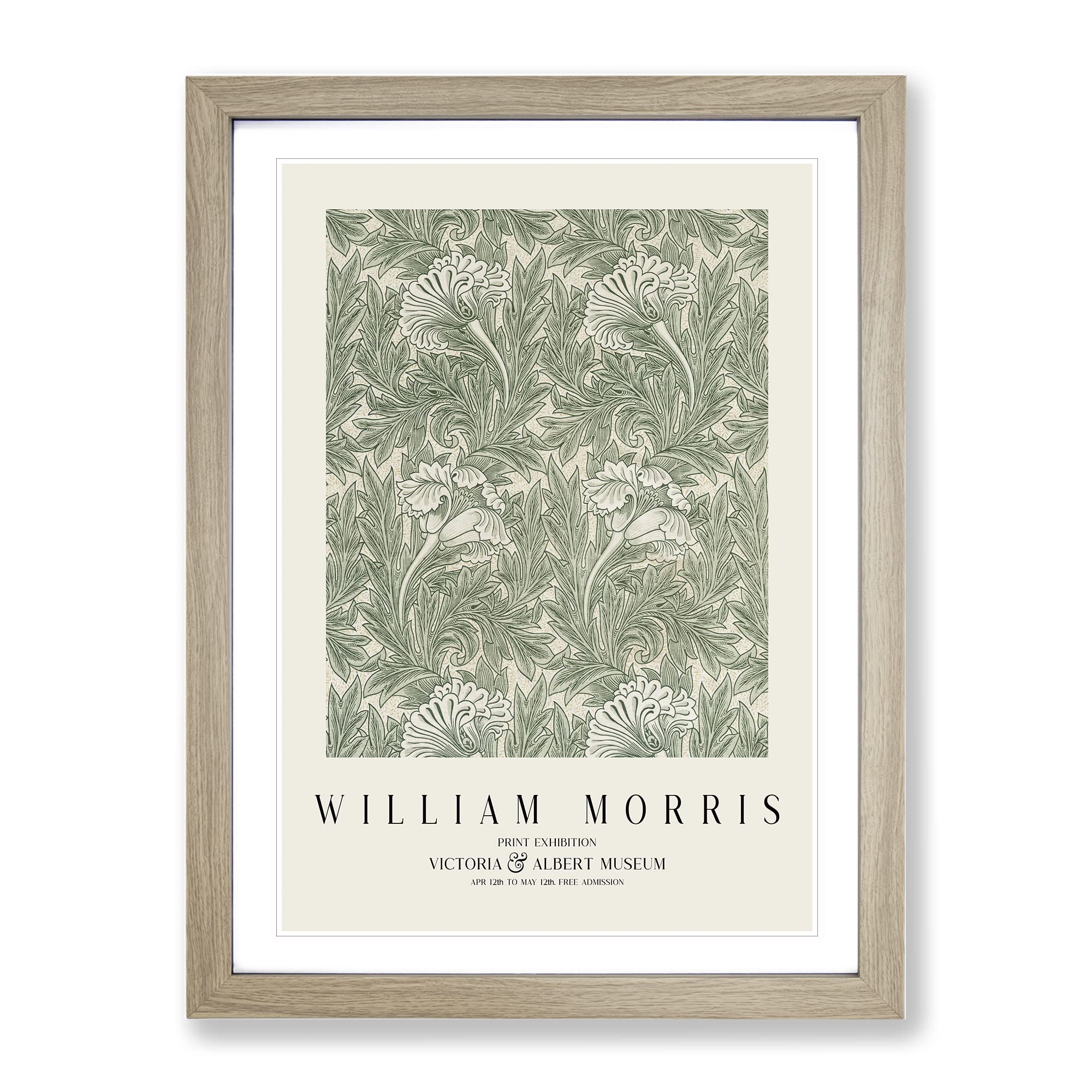 Tulips By William Morris Exhibition Museum Painting Framed Wall Art Print, Ready to Hang Picture for Living Room Bedroom Home Office Décor, Oak A3 (34 x 46 cm)