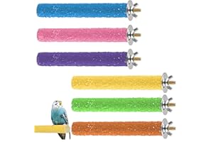 AkNebriax 6 PCS Natural Wood Parrot Perch Stand Toy - Safe Chewing & Paw Grinding Stick for Medium Parrots, Cockatiels, Parak