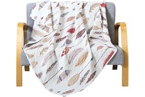 SLPR Floating Feathers 50" x 60" Quilted Throw Blanket, Western Throw Quilt for Couch and Bed with Feather Design, Lightweight Summer Lap Quilt
