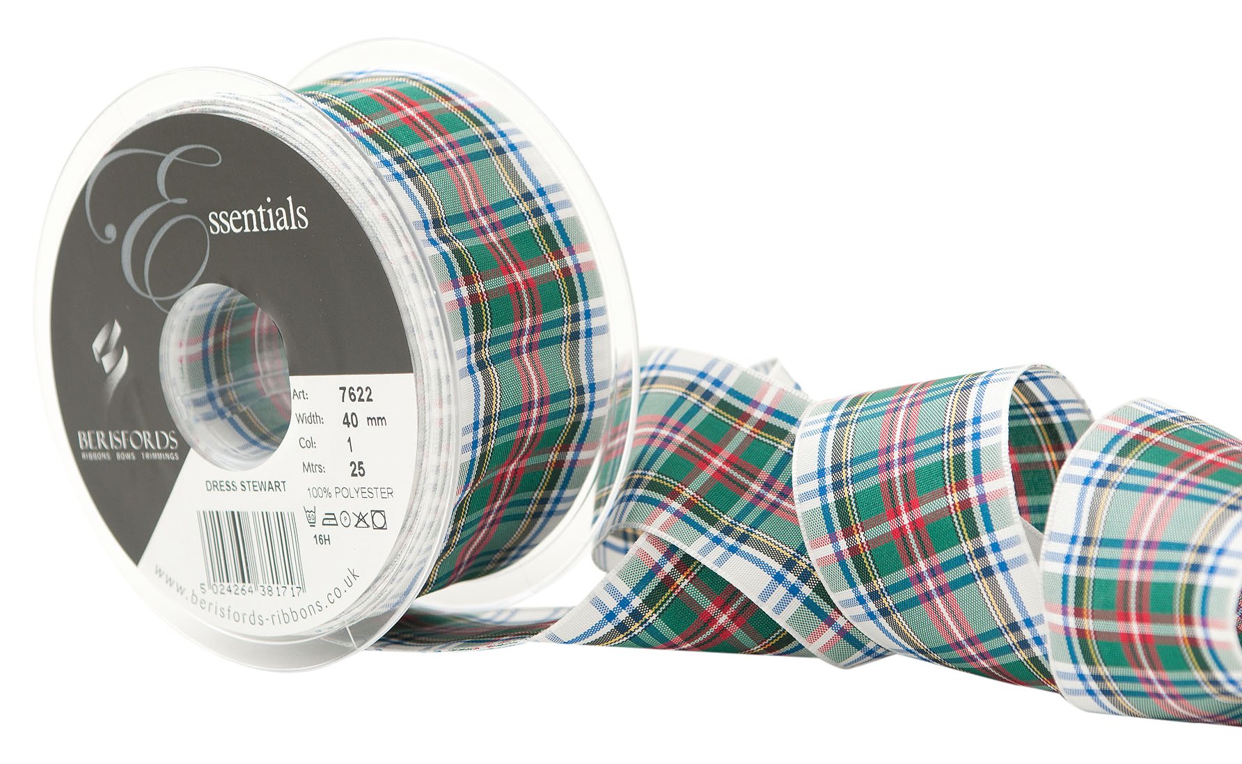 Berisfords Polyester Tartan Ribbon, Dress Stewart, 40 mm — image 1