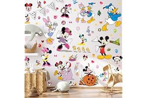 DICNERRY 124Pcs Mickey Wall Stickers for Kids, Cartoon Character Stickers for Boys Room, PVC DIY Removable Stickers for Baby Kids Nursery Girls Bedroom Living Room Playroom Wall Decoration