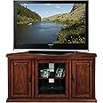 Leick Home 80385 Leaded Glass Three Door Corner TV Stand with Enclosed Storage For 50" TV's, Burnished Oak