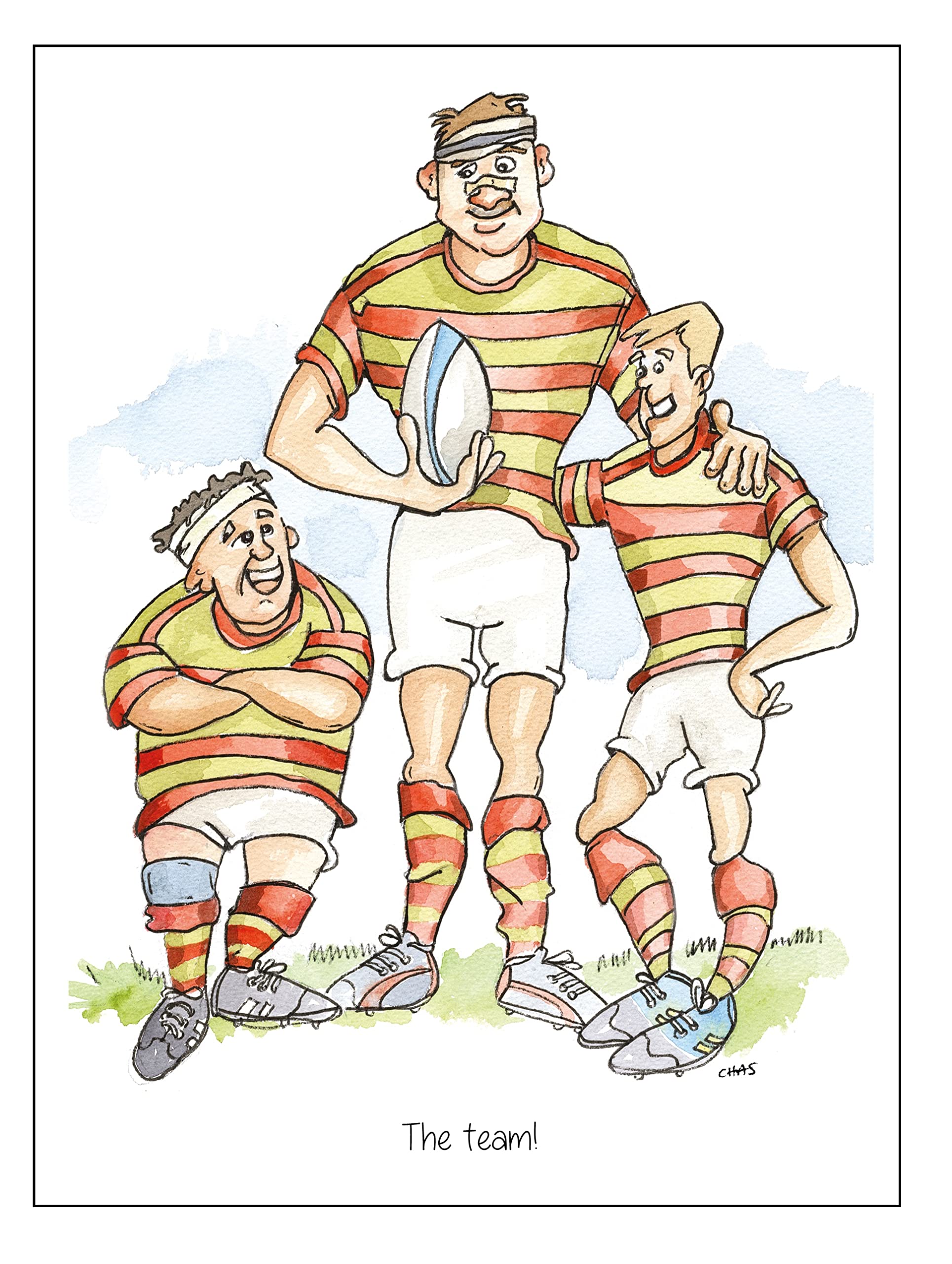 Farm Cottage Brands A5 Rugby Greeting card 'The Team' for thank you's, invitations, birthdays etc. Blank inside for your own message and supplied cellophane wrapped with an envelope (AC052)