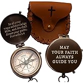 Baptism Gifts for Boys – Catholic Christian Brass Pocket Compass with Scripture – Religious Keepsake for Christening, First Communion & Confirmation – Faith Gift for Godson, Son, or Grandson