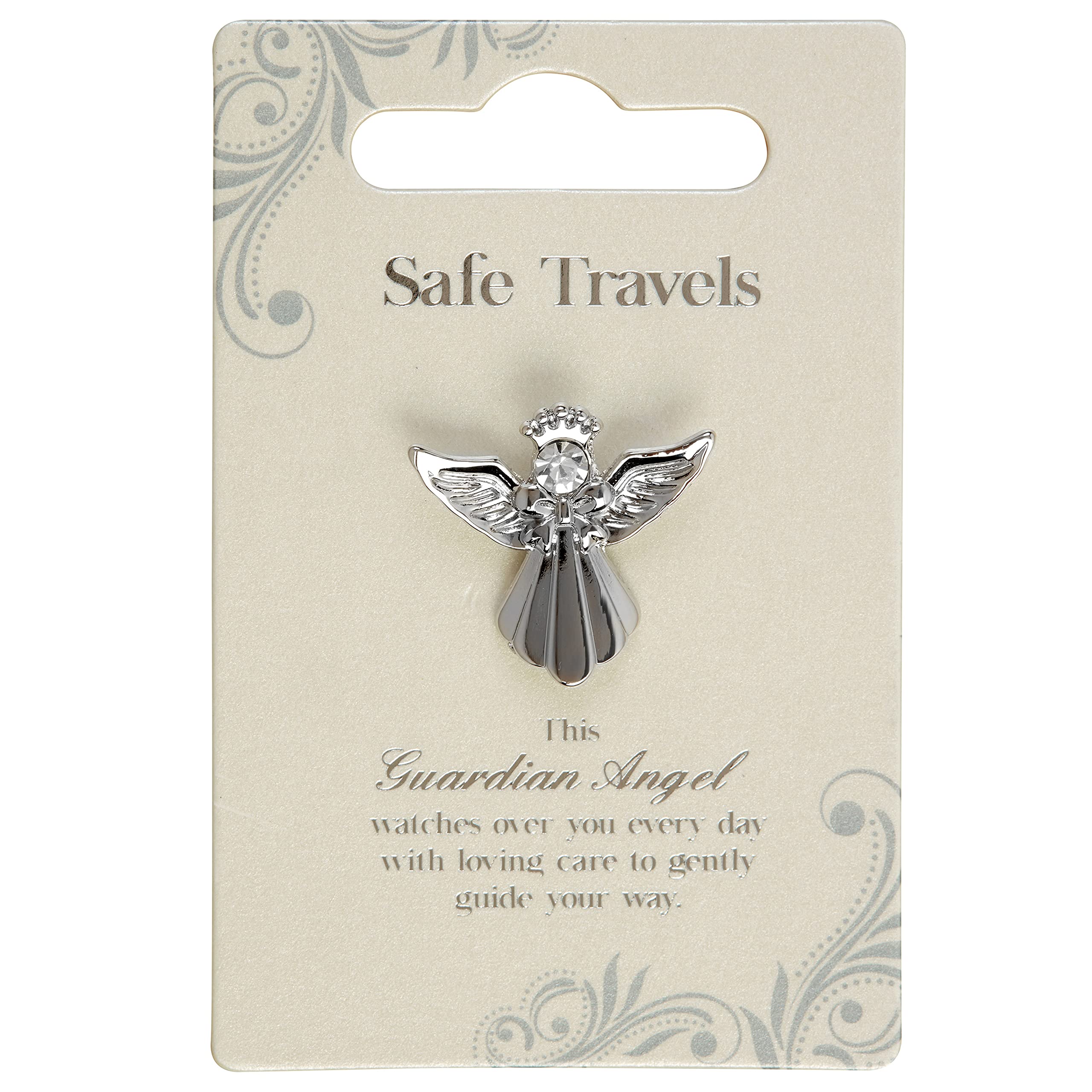 Safe Travels Silver Coloured Angel Pin With Gem Stone Sentimental Gift Idea