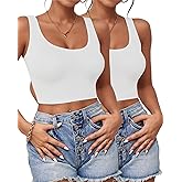 Crop Tops for Women, U Neck Tank Tops, Sleeveless Basic Cropped Racerback Going Out Tops Athletic Sports Shirts