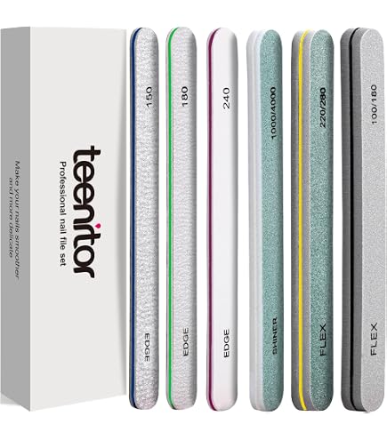 Teenitor Professional Nail File Set with UV Nail Lamp Amazon.com : Teenitor Nail File Nail Buffer, 6 pcs Nail  main image 3