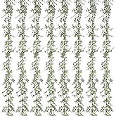 8 Pcs Artificial Eucalyptus Garland Set, 5.91 Ft Faux Eucalyptus Vines for Wedding, Flexible Backdrop Arch Wall Decor, Greenery Garland for Indoor Outdoor Home Décor