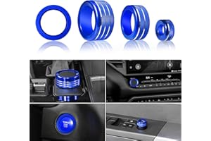 SENSHINE for Toyota Tundra Accessories 2025 2024-2022 Sequoia Center Console Knob Cover Drive Mode Tune Cap Engine Start Stop Button Outer Ring Volume Knob Rear Mirror Adjustment Knob Cover 4Pcs(Blue)