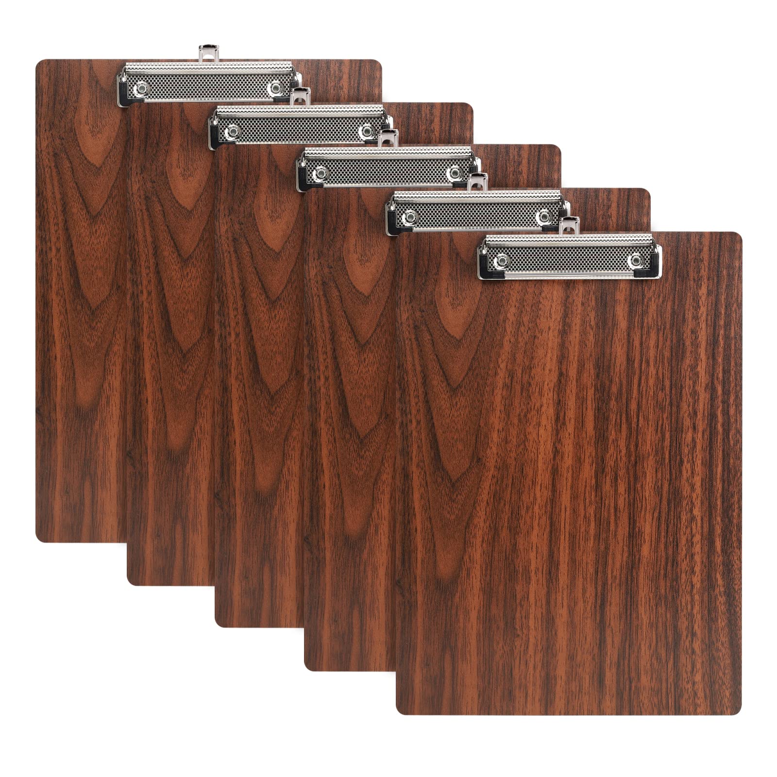 A4 Clipboard,5 Pack Wooden Clipboards Folders Clip Board with Low Profile Clip and Hanging Hole