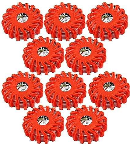 My-goodbuy24 10er Set LED Notfall Warnleuchte mit Magnet Warnlicht Notfallset Leuchte 360° Rot Warnblickleuchte SOS Blitzlich