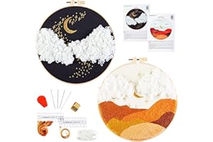 ARMINDOU Hand 3D Embroidery Kit for Adults Beginners, Counted Stamped Cross Stitch kit for Adults Beginners, Embroidery Needlepoint Starter Kit with Pattern, 2 Embroidery Hoop, Fabric (Attached Video Tutorial)