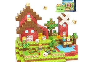 IGIVI 1" Magnetic Blocks - Build Mine Magnet World Farm Animals Set, 100PCS Vibrant Colorful Magnetic Blocks with Ultra Magnet Strength for Kids Ages 3-12, STEM Toys Ideal Gifts for 3+ Years Old Boys Girls