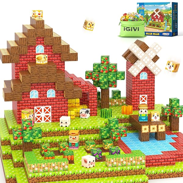 IGIVI 1″ MAGNETIC BLOCKS FARM ANIMALS SET, MAGNETIC...