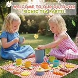 HERSITY Tea Party Set Picnic Toy Afternoon Tea Playset with Basket Mat 3 4 5 view 5